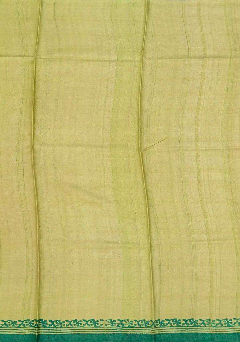 Peach Handloom Tussar Silk Saree With Printed Floral Motif Peach For Women - Indya