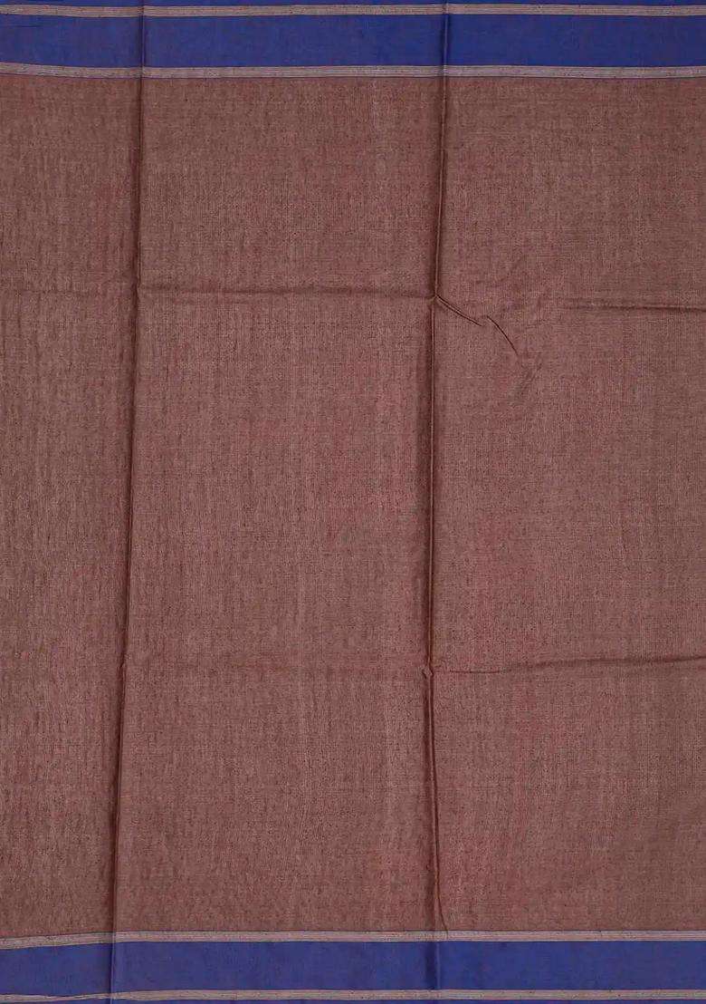 Brown Woven Tussar Silk Saree With Dotted Stripes Brown With Checks And Stripes Design For Women - Indya