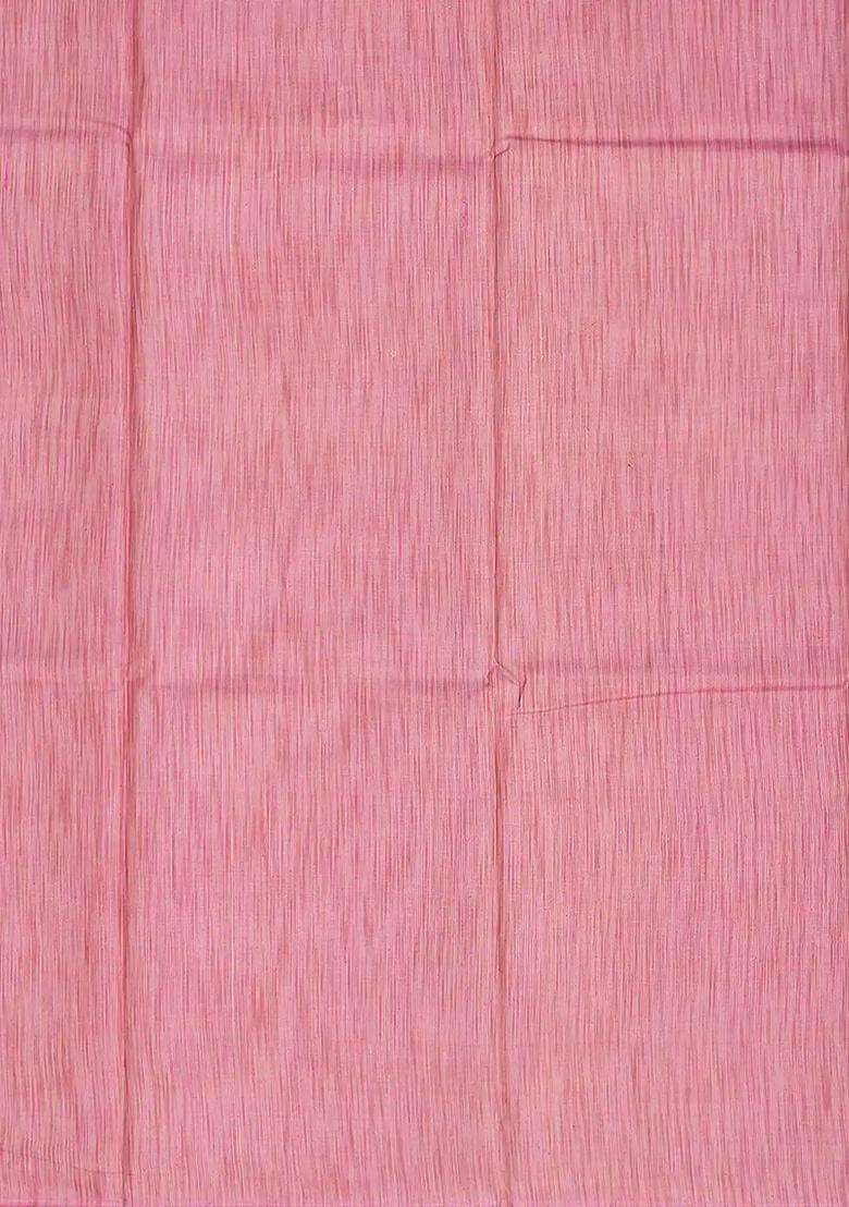 Bubble Gum Pink Woven Tussar Silk Saree With Diamond Motifs Bubblegum Pink With Traditional Woven Design For Women - Indya