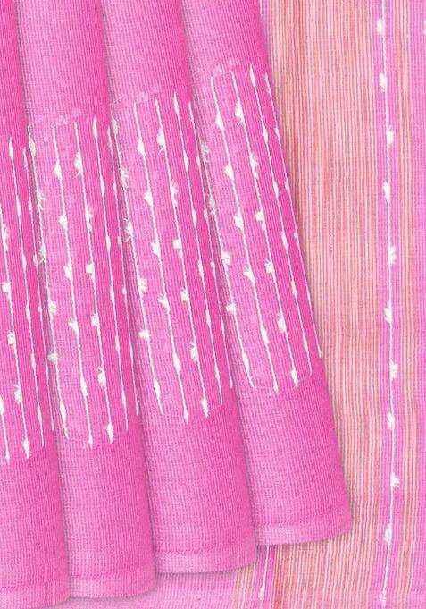 Bubble Gum Pink Woven Tussar Silk Saree With Diamond Motifs Bubblegum Pink With Traditional Woven Design For Women
