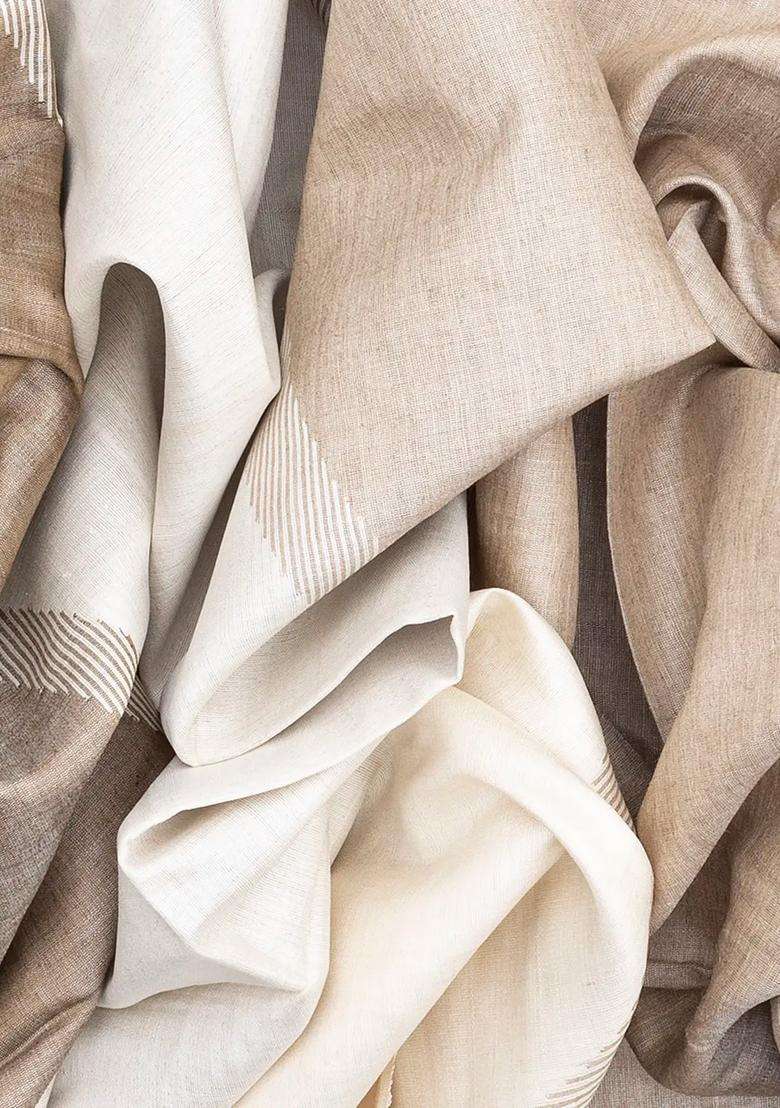Taupe Handwoven Tussar Silk Saree With Abstract Motifs Taupe With Traditional Woven Design For Women - Indya