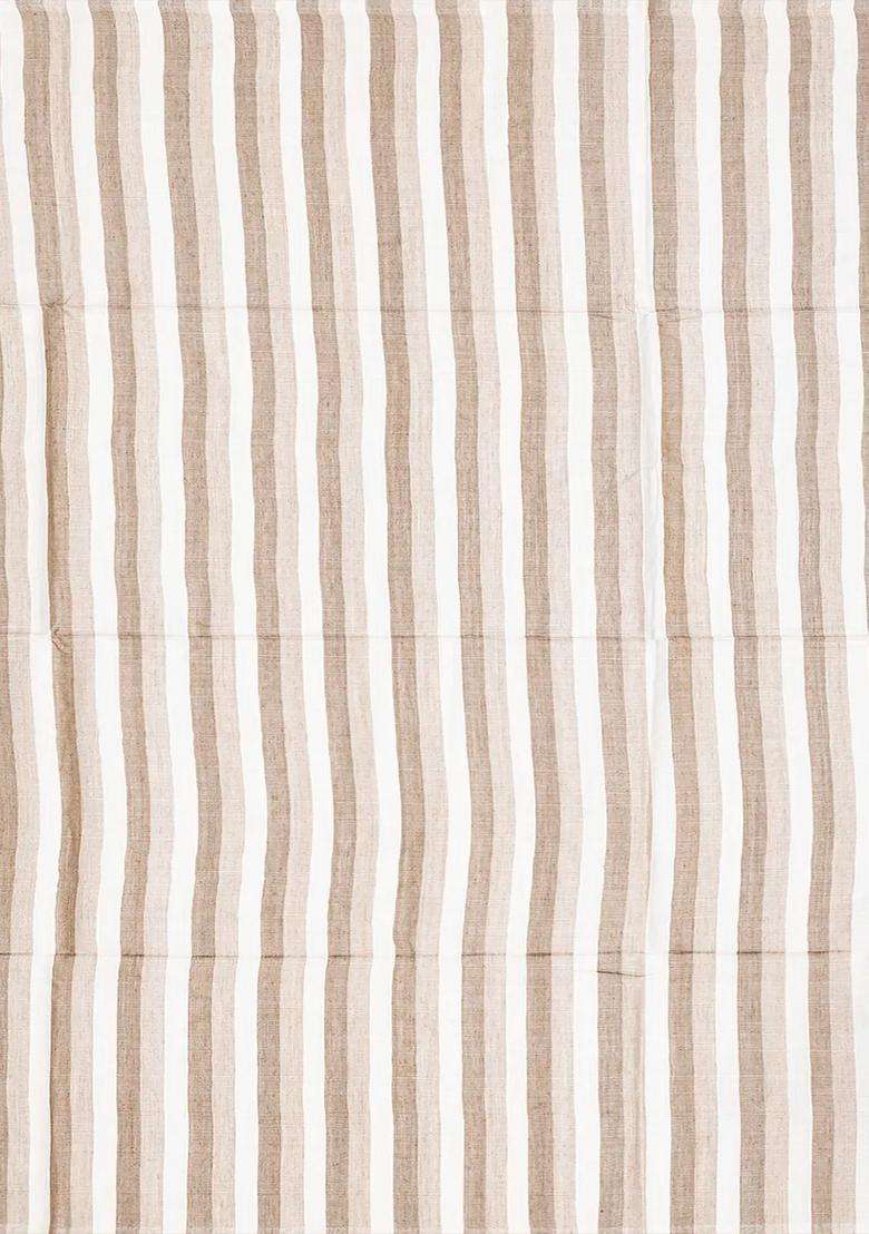 Taupe Handwoven Tussar Silk Saree With Abstract Motifs Taupe With Traditional Woven Design For Women - Indya