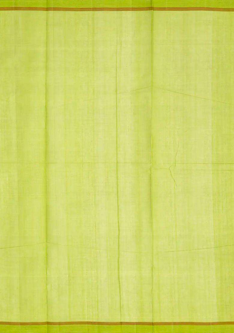 Pista Green Handloom Rasipuram Cotton Saree With Flower Motifs Pista Green With Buttas And Brocade Design For Women - Indya