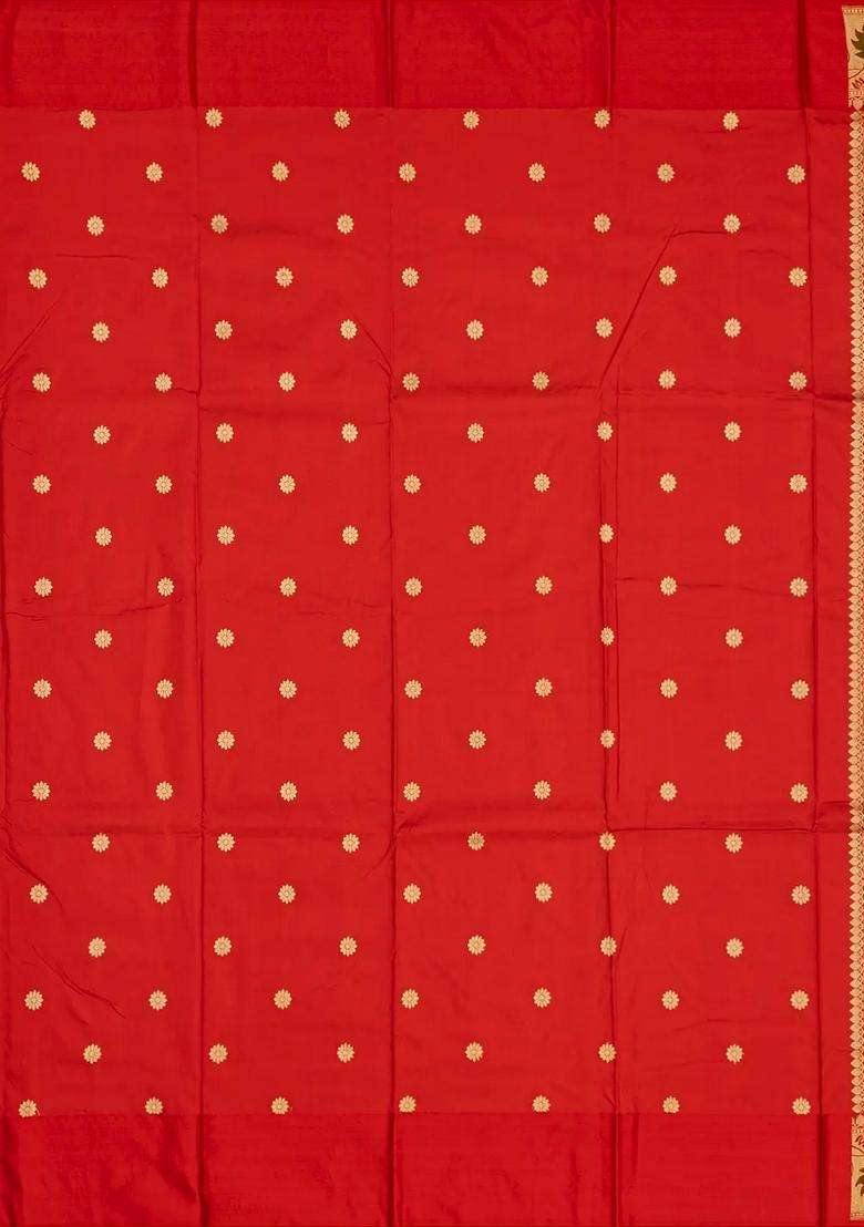 Black Handloom Plain Banarasi Silk Saree With Red Border With Traditional Woven Design For Women - Indya