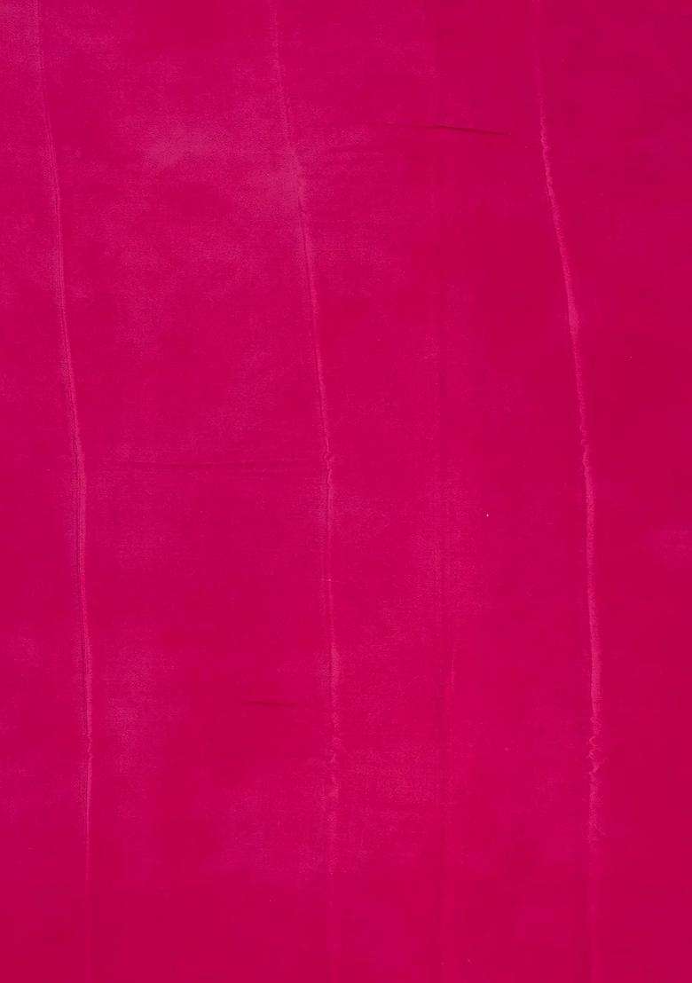 Pink Woven Digital Printed Chiffon Silk Saree With Floral Motifs For Women - Indya