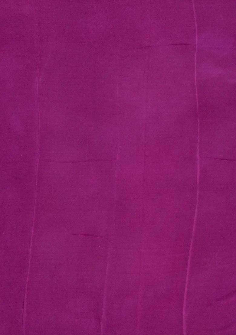 Lilac Woven Digital Printed Chiffon Silk Saree With Floral Motifs For Women - Indya