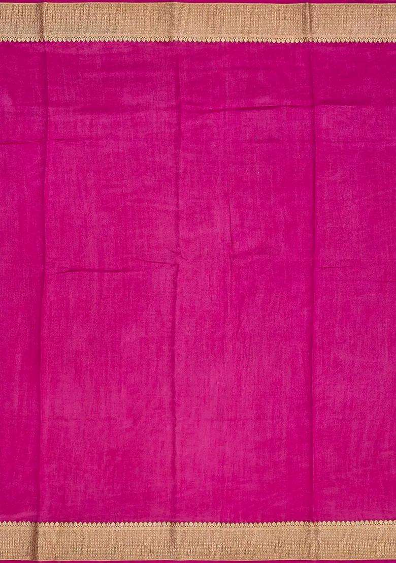 Brown Woven Chiniya Silk Saree Digital Printed With Floral Motifs For Women - Indya
