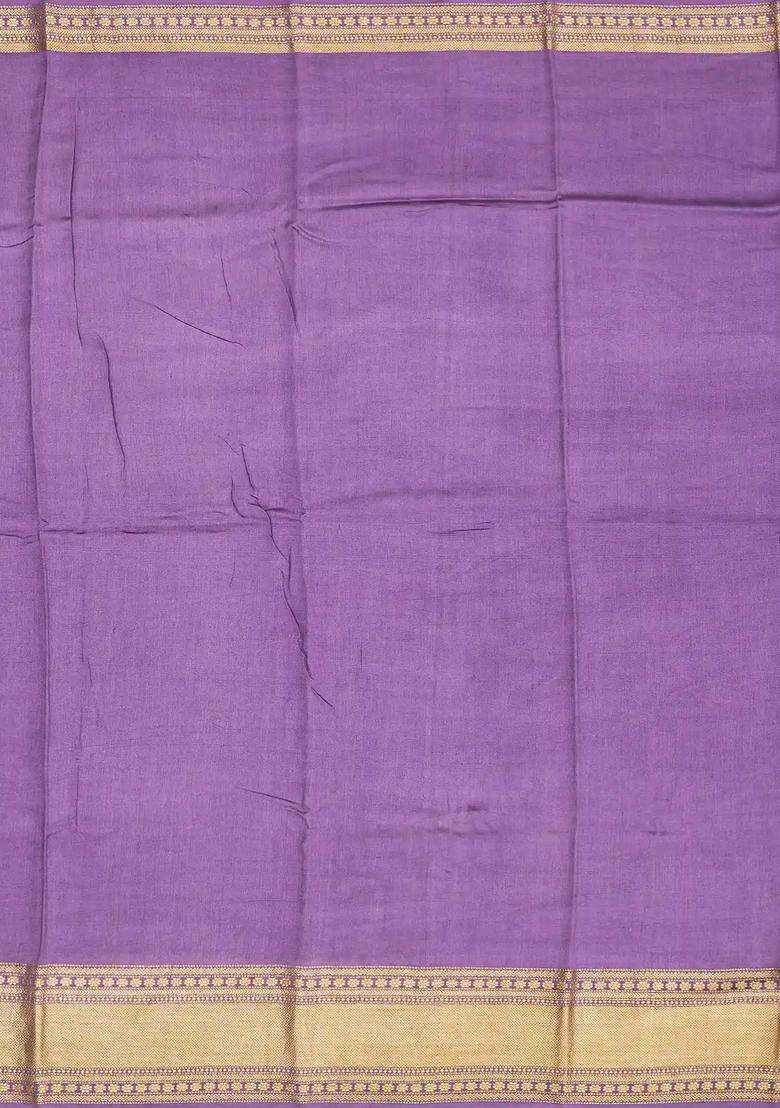 Off White Woven Chiniya Silk Saree Digital Printed With Floral Motifs For Women - Indya