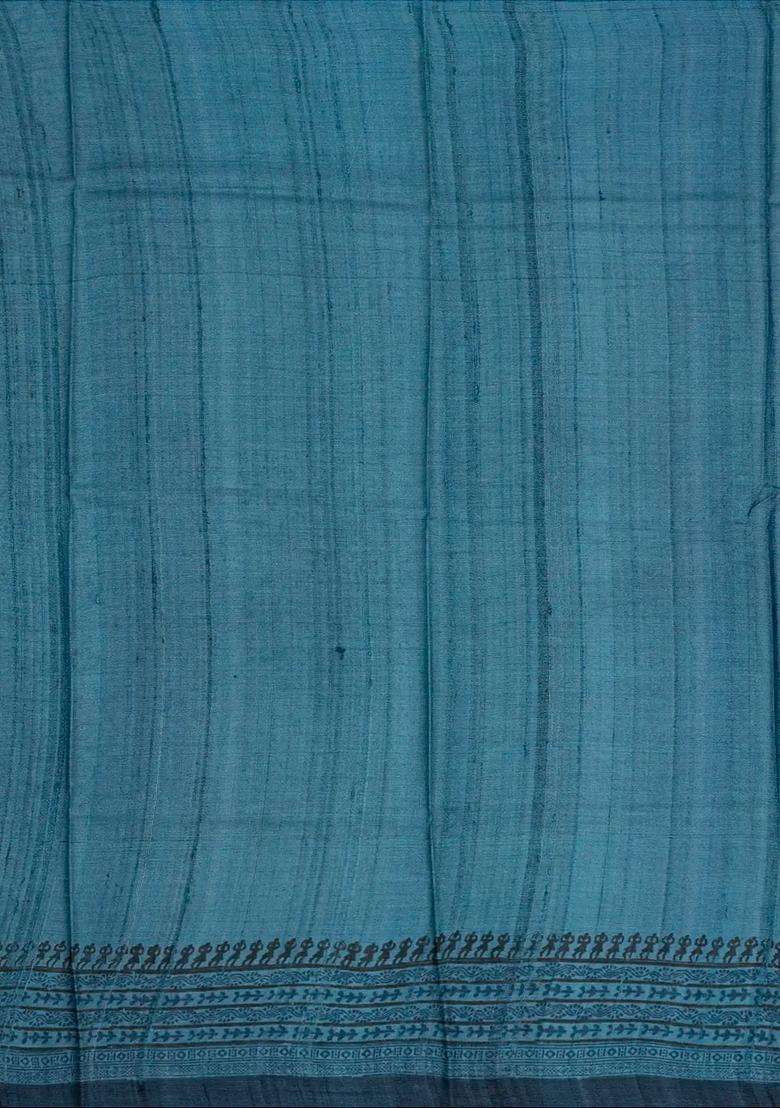 Red Tussar Silk Saree Is Printed With Floral Motifs For Women - Indya