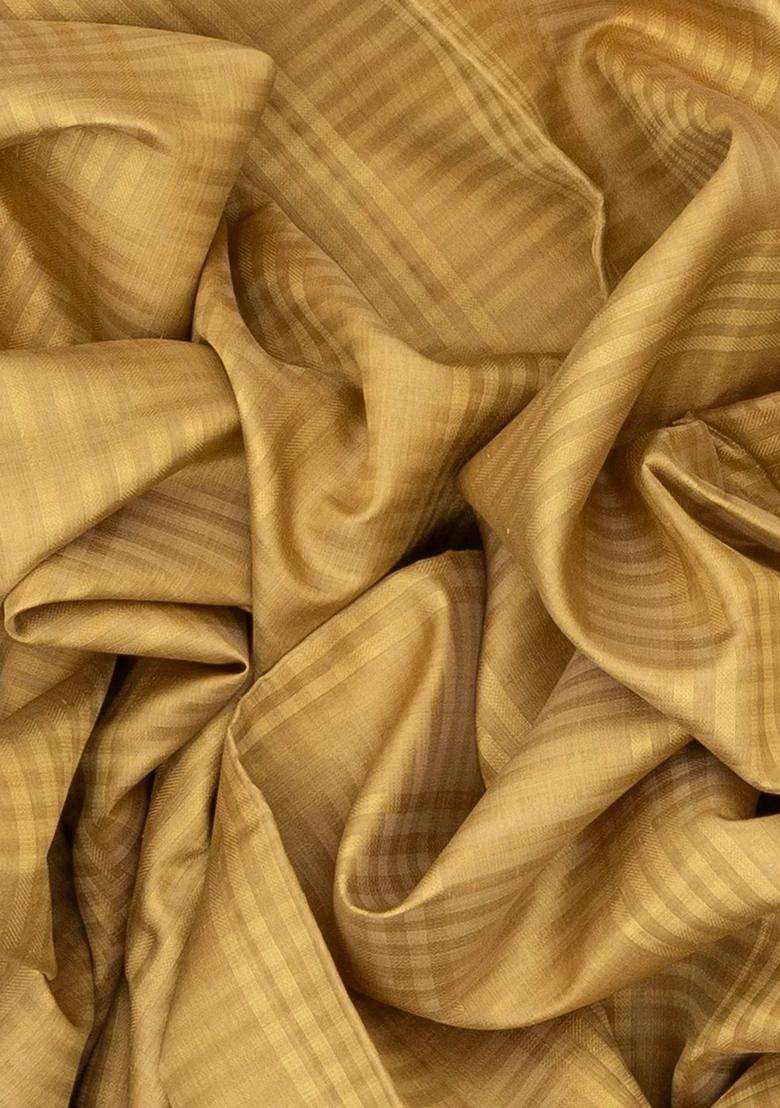 Beige Handloom Kora Silk Saree With Checks Black Border With Checks And Stripes Design For Women - Indya