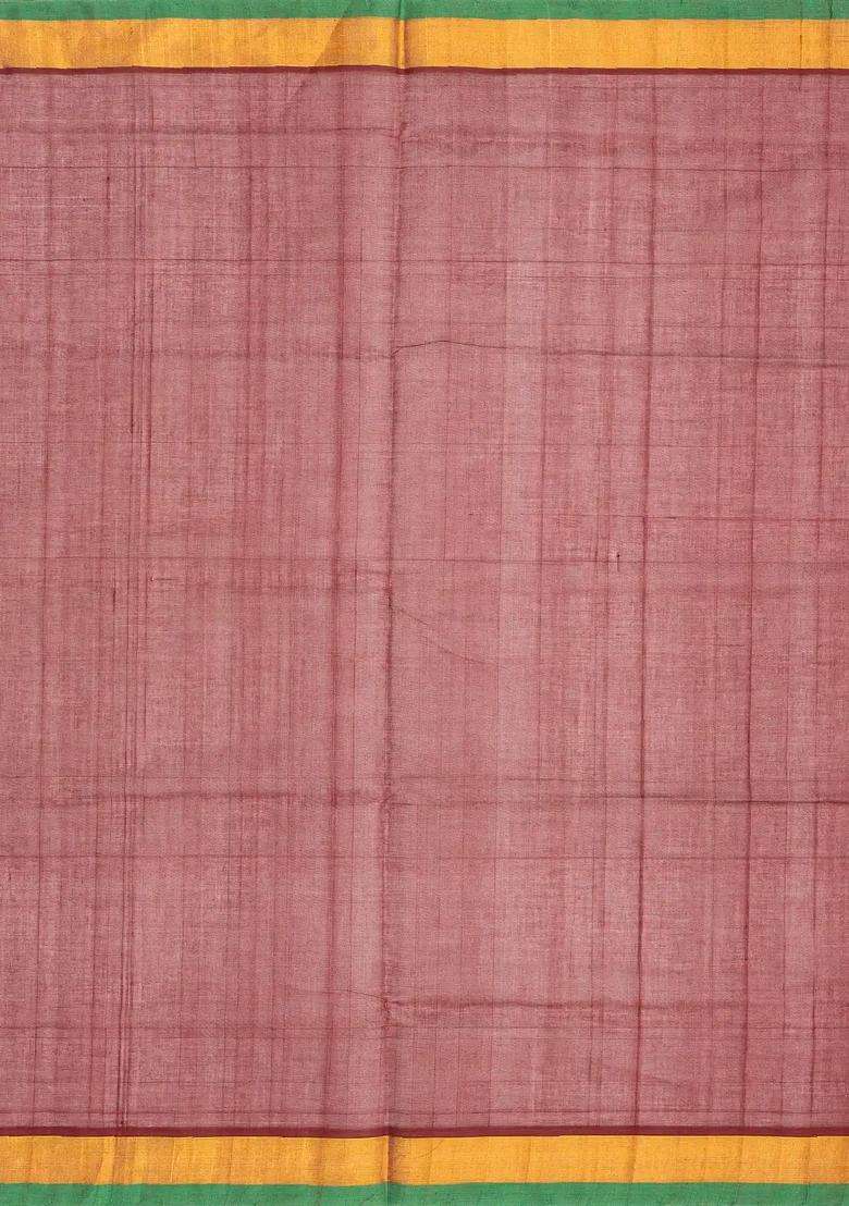 Maroon Handloom Venkatagiri Cotton Saree With Annam Mango Buttas With Buttas And Brocade Design For Women - Indya