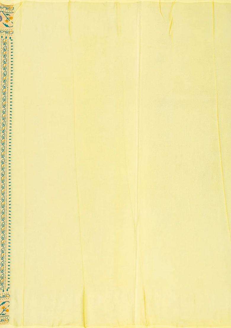 Yellow Handwoven Banarasi Khaddi Georgette Silk Saree With Kamalam Motifs With Buttas And Brocade Design For Women - Indya