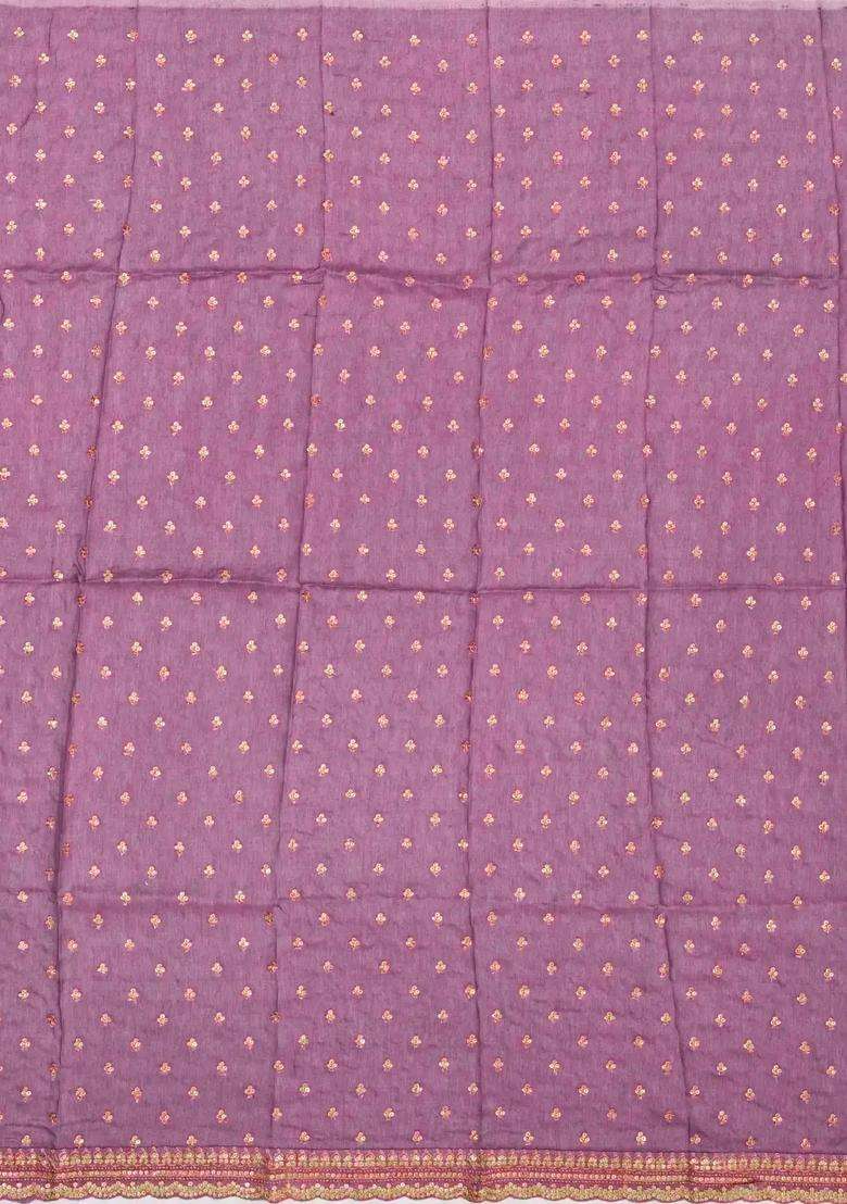Lilac Woven Viscose Art Silk Saree With Printed Floral Motifs For Women - Indya