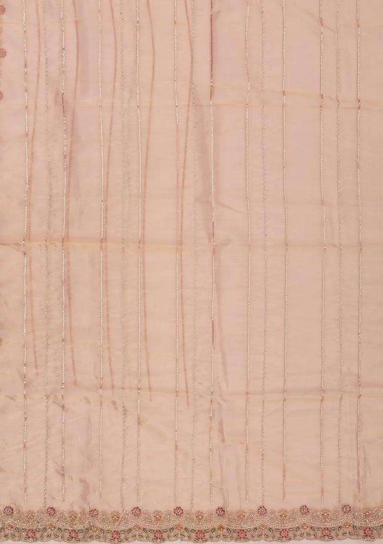Light Peach Woven Viscose Art Silk Saree With Embroidered Motifs For Women - Indya