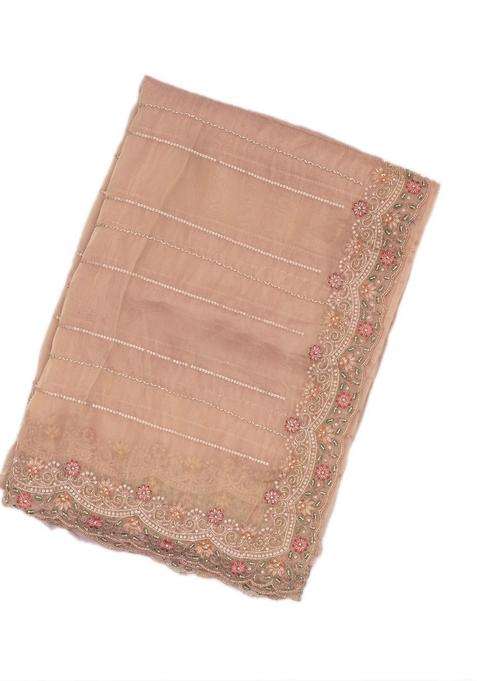 Light Peach Woven Viscose Art Silk Saree With Embroidered Motifs For Women