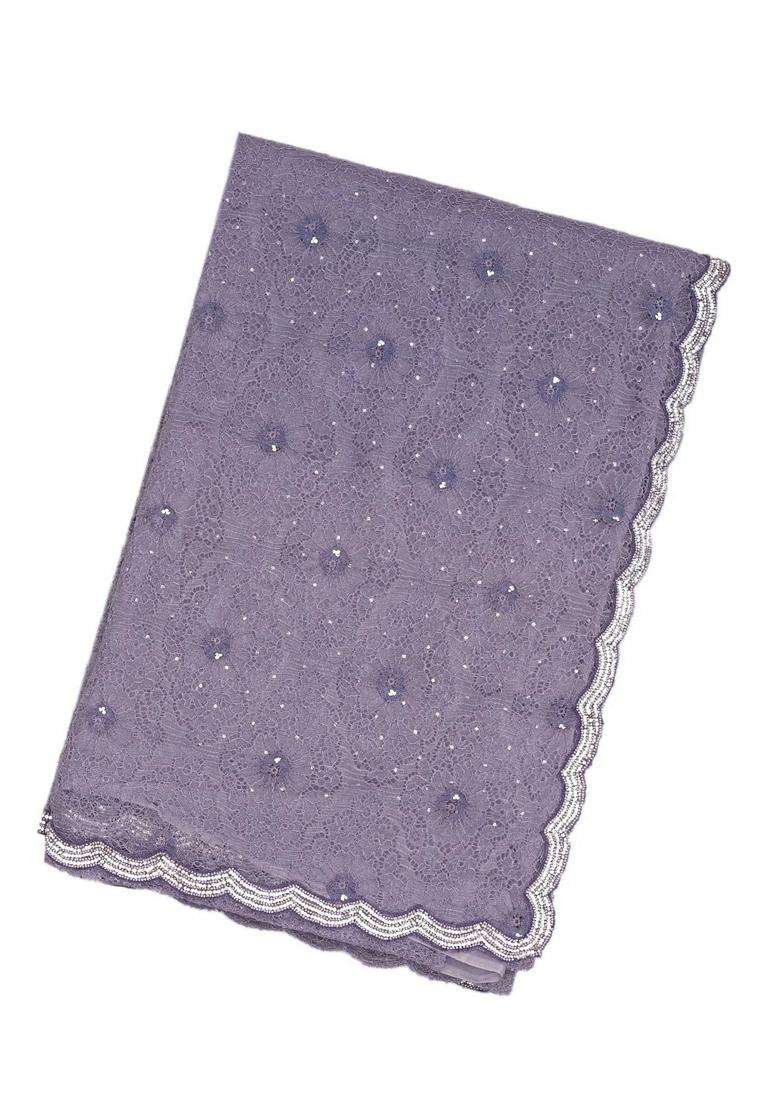 Lilac Woven Supernet Saree With Embroidered Floral Motifs For Women - Indya