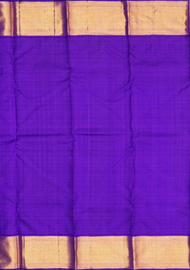 Lavander Lavender Handloom Kanchipuram Korvai Silk Saree With Floral Motifs With Korvai And Temple Border Design For Women - Indya