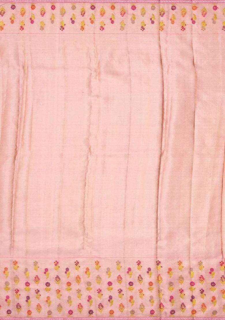 Cardamom Green Handloom Kanchipuram Tissue Silk Saree With Floral Motifs With Buttas And Brocade Design For Women - Indya