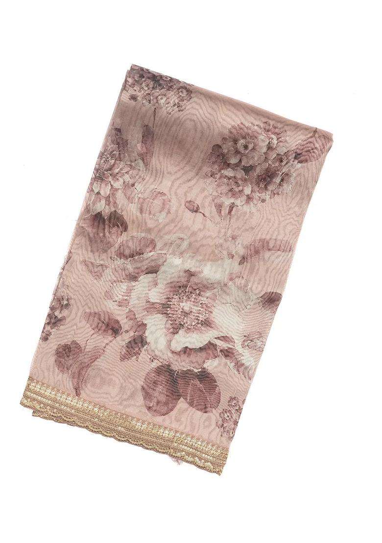 Lavander Lavender Woven Viscose Art Silk Saree With Embroidered Printed Motifs For Women - Indya