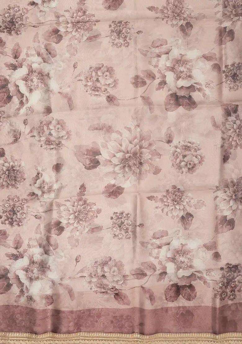Lavander Lavender Woven Viscose Art Silk Saree With Embroidered Printed Motifs For Women - Indya