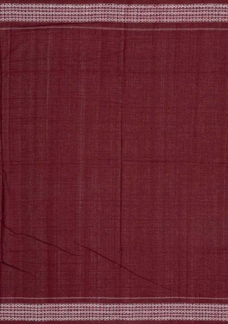 Dark Brown Handloom Orissa Cotton Saree With Tie Dye Floral Motifs With Printed Design For Women - Indya