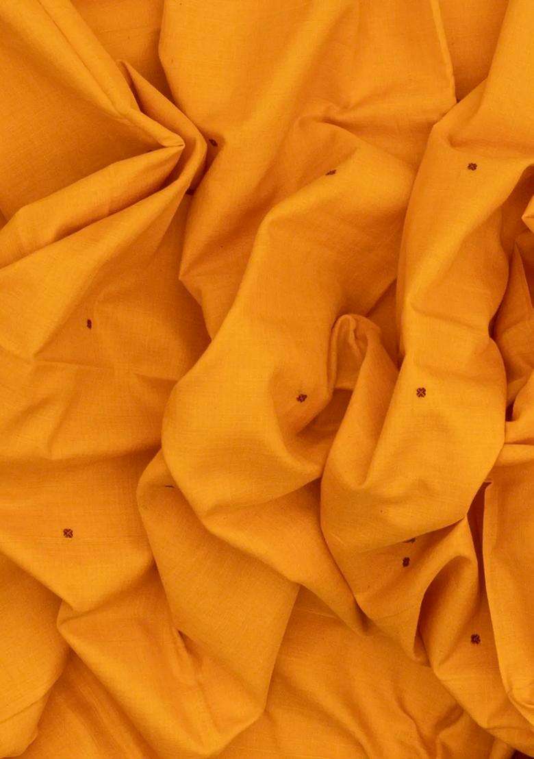 Turmeric Yellow Handloom Orissa Cotton Saree With Button Motifs With Printed Design For Women - Indya
