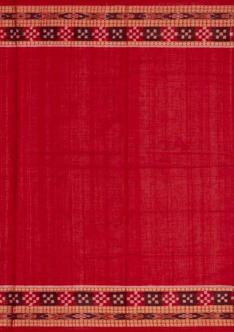 Taupe Handloom Orissa Cotton Saree With Button Buttas With Buttas And Brocade Design For Women - Indya