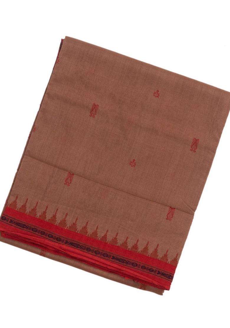 Dusty Pink Handloom Orissa Cotton Saree With Spear Motifs With Printed Design For Women - Indya