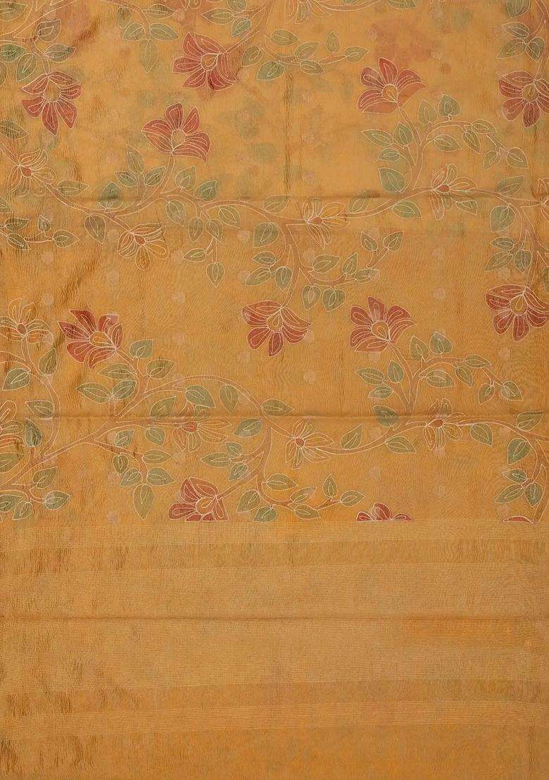 Beige Woven Banarasi Crushed Tissue Saree With Embroidery With Embroidered Design For Women - Indya