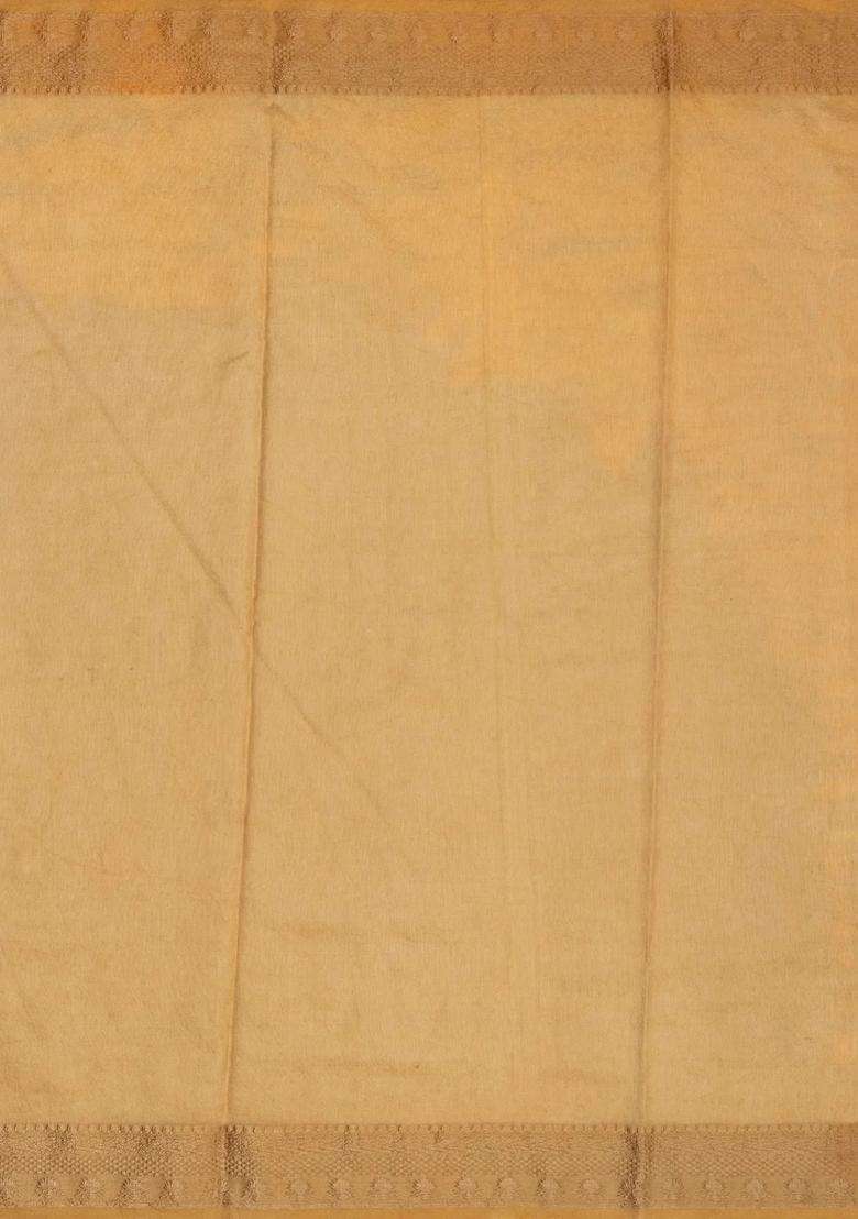 Beige Woven Banarasi Crushed Tissue Saree With Embroidery With Embroidered Design For Women - Indya