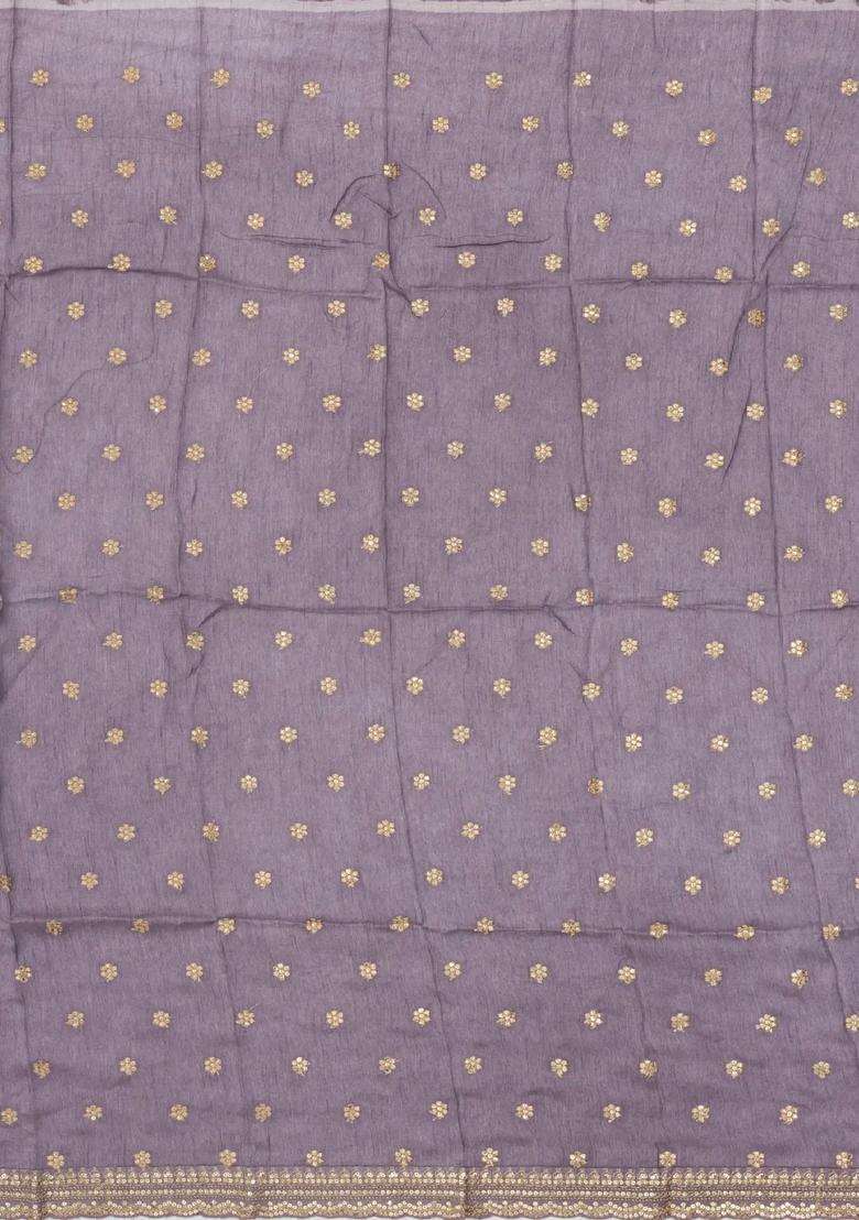 Lavander Lavender Woven Tissue Saree With Floral Print Embroidery With Embroidered Design For Women - Indya
