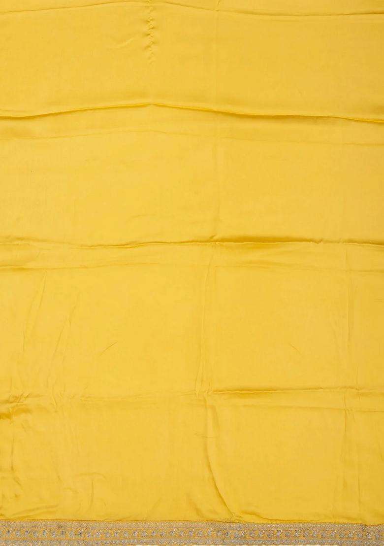Yellow Woven Banarasi Satin Art Silk Saree With Embroidery With Embroidered Design For Women - Indya