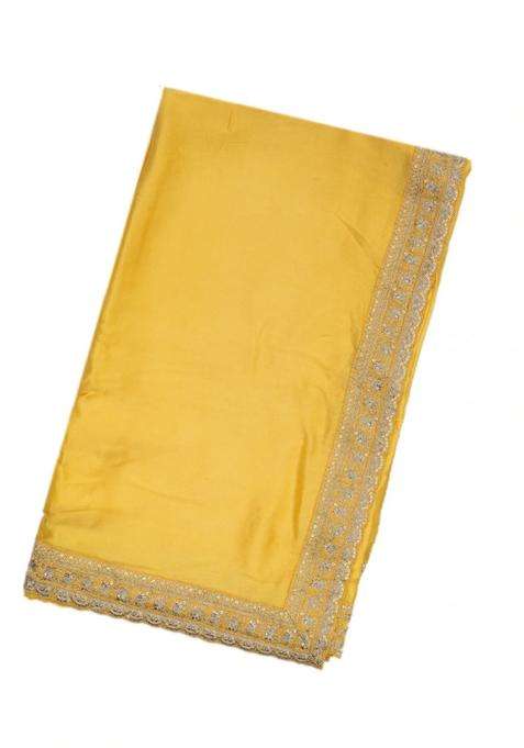 Yellow Woven Banarasi Satin Art Silk Saree With Embroidery With Embroidered Design For Women