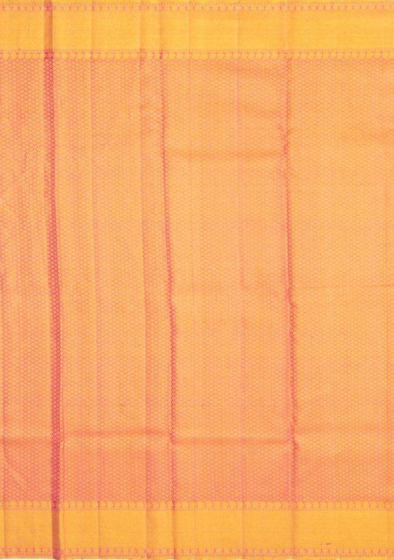 Off White Handloom Kanchipuram Tissue Silk Saree With Diamond Motifs With Buttas And Brocade Design For Women - Indya