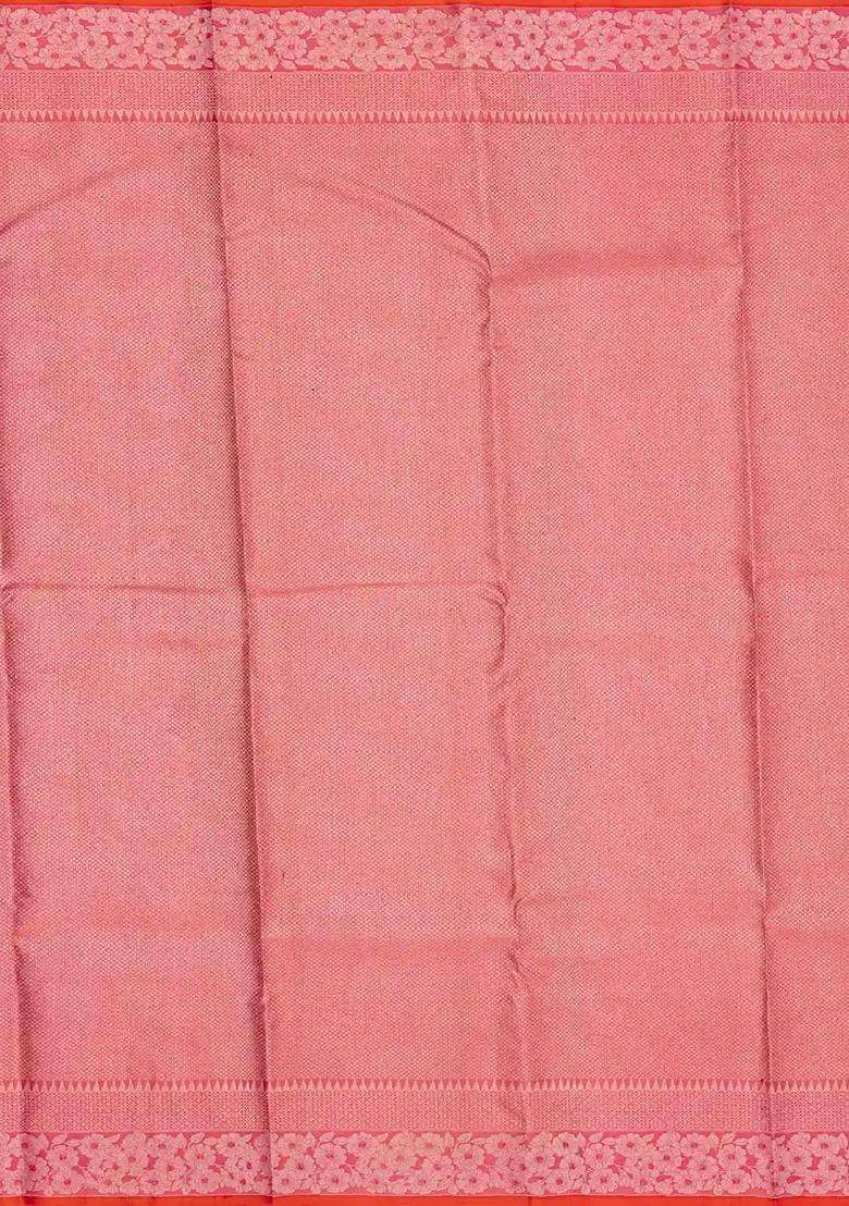 Turquoise Handloom Kanchipuram Tissue Silk Saree With Floral Motifs With Buttas And Brocade Design For Women - Indya