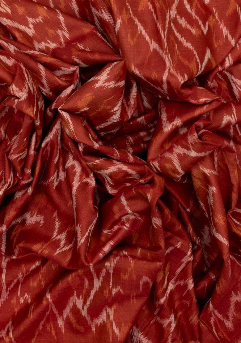 Crimson Handloom Orissa Cotton Saree With Tie Dye Flower Motifs With Printed Design For Women - Indya