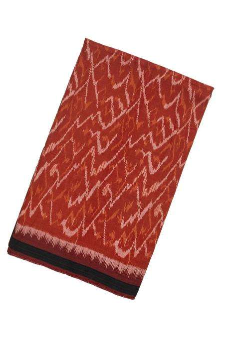 Crimson Handloom Orissa Cotton Saree With Tie Dye Flower Motifs With Printed Design For Women