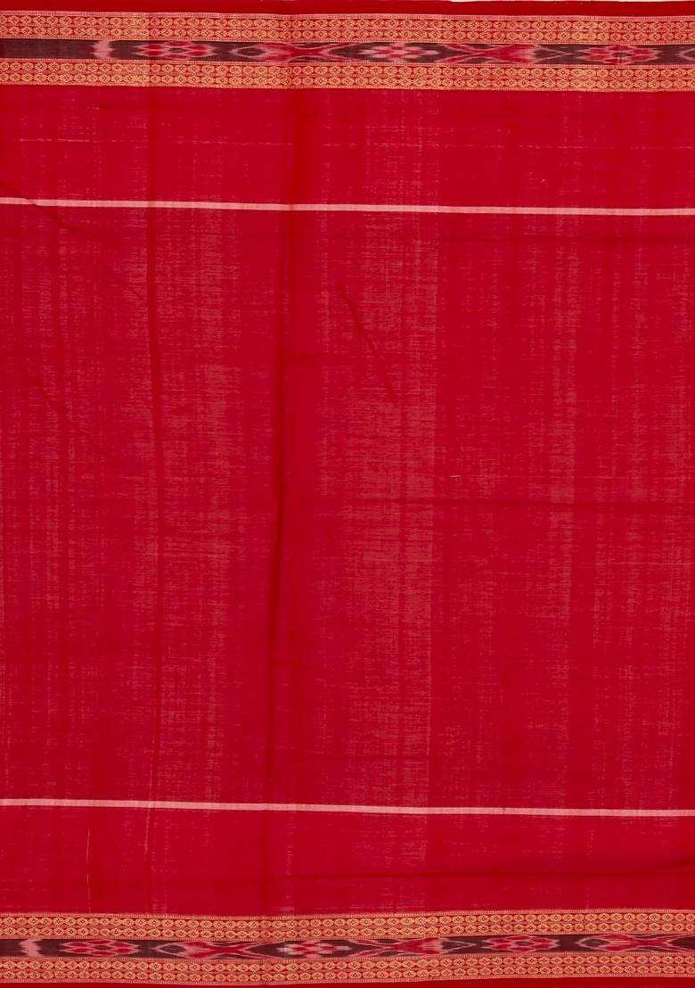 Navy Blue Handloom Orissa Cotton Saree With Tie Dye Pallu With Printed Design For Women - Indya