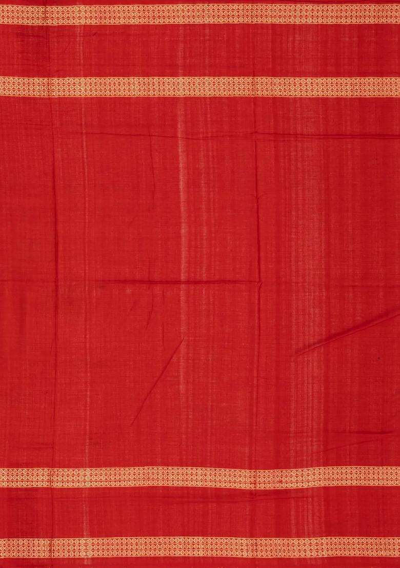 Purple Handwoven Orissa Cotton Saree With Tie Dye Tribal Motifs With Printed Design For Women - Indya