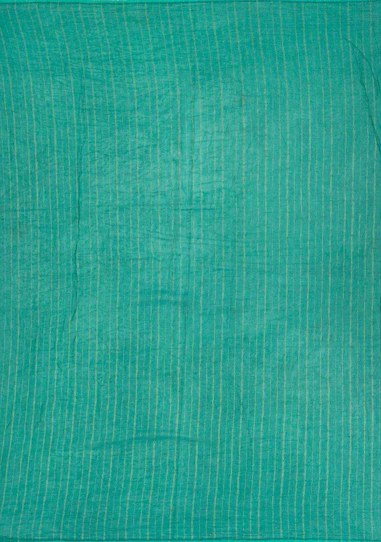 Sea Green Woven Georgette Saree With Embroidered Floral Motifs For Women - Indya