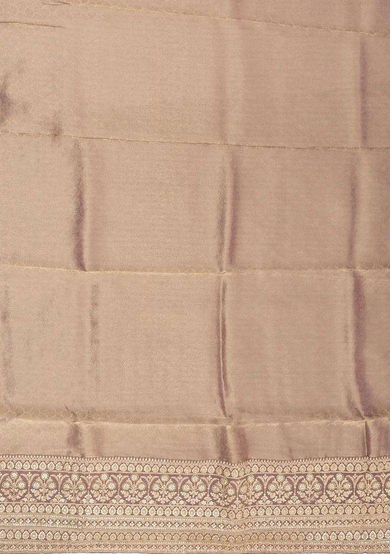 Lilac Woven Viscose Art Silk Saree With Floral Motifs With Embroidered Design For Women - Indya