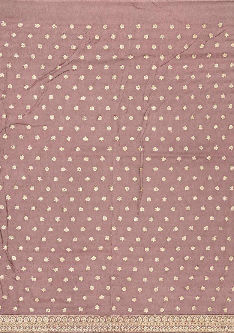 Lilac Woven Viscose Art Silk Saree With Floral Motifs With Embroidered Design For Women - Indya