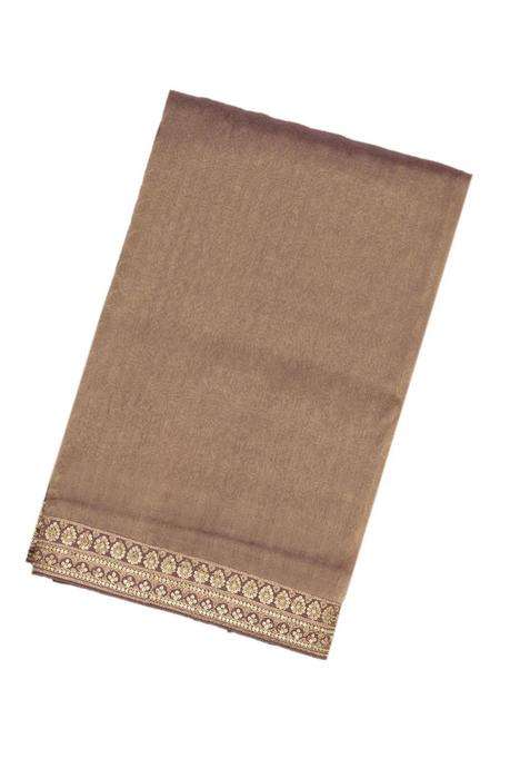 Lilac Woven Viscose Art Silk Saree With Floral Motifs With Embroidered Design For Women