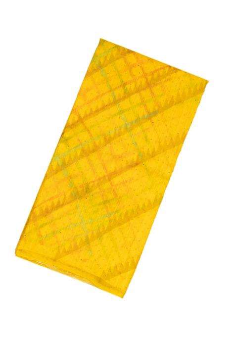 Yellow Woven Tussar Silk Saree With Printed Stripes For Women