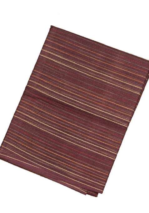 Dark Brown Woven Tussar Silk Saree With Stripes With Checks And Stripes Design For Women