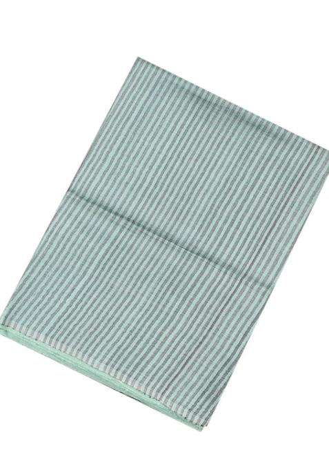 Aquamarine Woven Tussar Silk Saree With Stripes With Checks And Stripes Design For Women