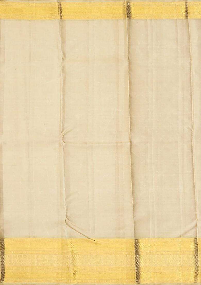 Lavander Lavender Handloom Korvai Kanchipuram Silk Saree With Meena Floral Motifs With Korvai And Temple Border Design For Women - Indya
