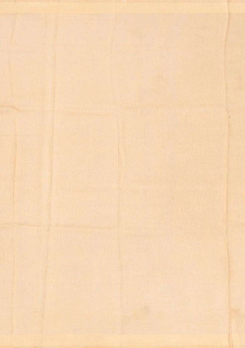 Sandal Handloom Linen Saree With Printed Elephant Motifs For Women - Indya