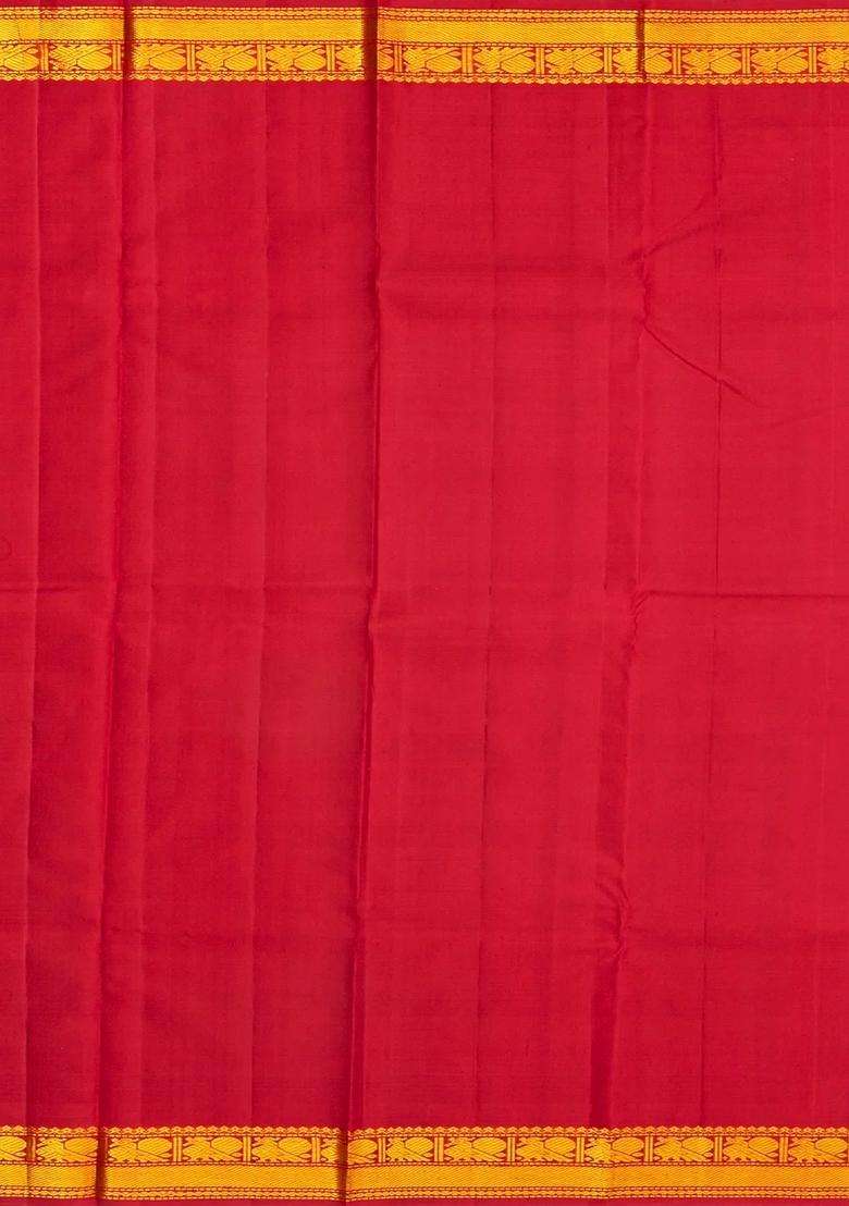 Multi Colour Handloom Kanchipuram Silk Saree With Checks With Checks And Stripes Design For Women - Indya