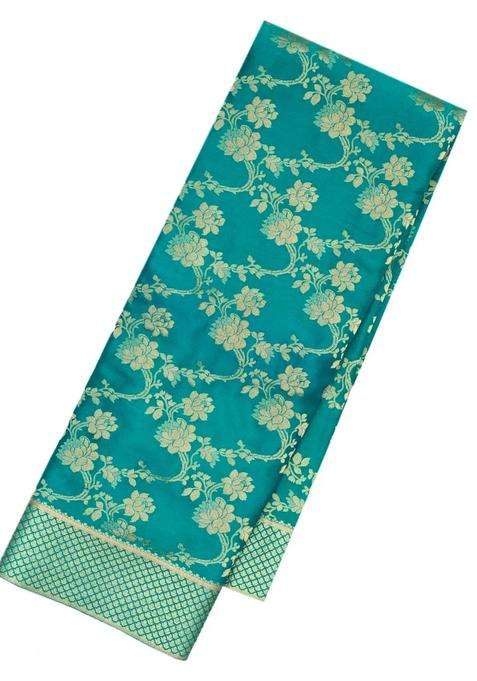 Sea Green Mysore Georgette Silk Saree With Floral Vine Motifs With Buttas And Brocade Design For Women